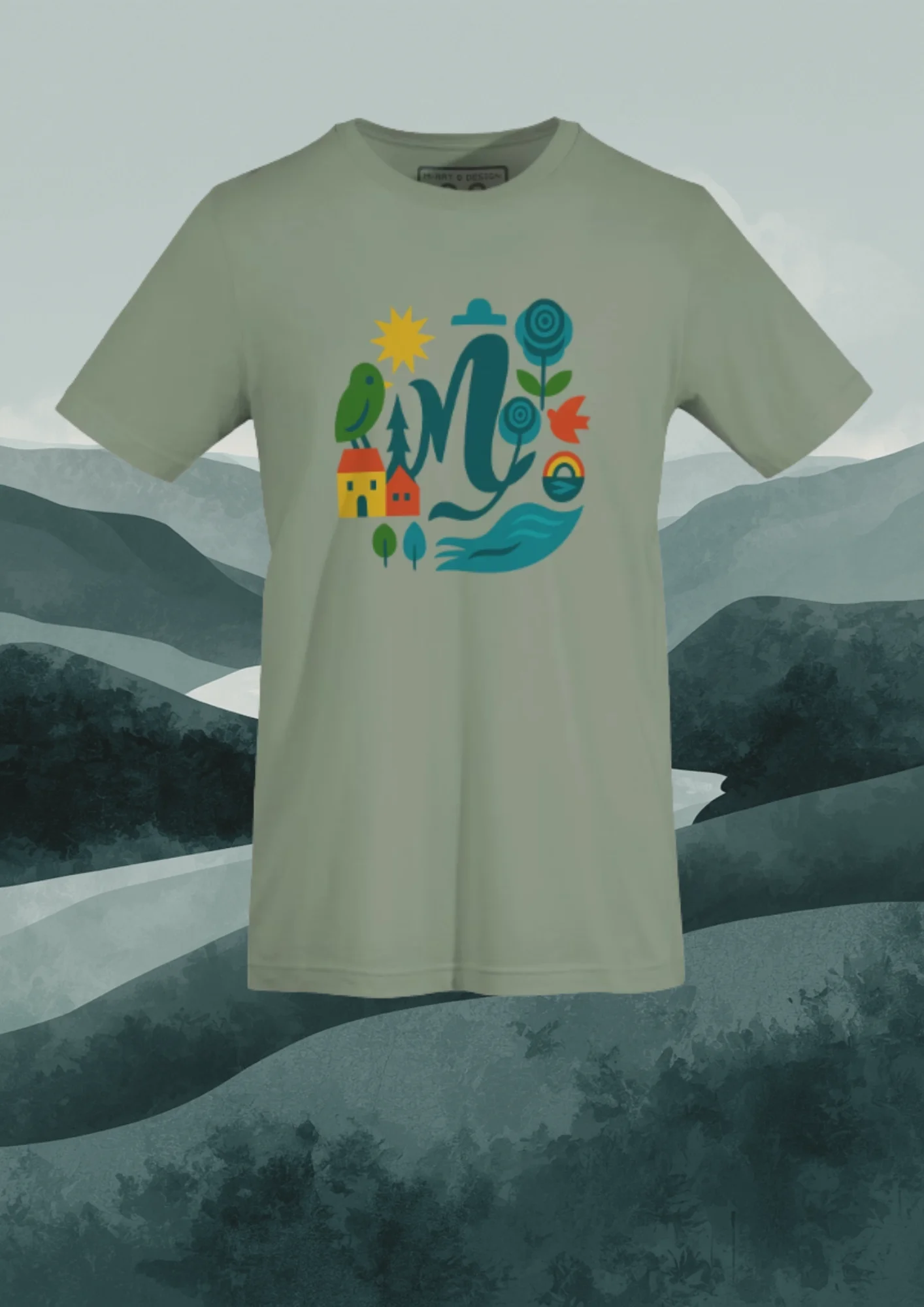 Nature Harmony "M" T-Shirt – Peaceful Folk-Inspired Design Art - by M-Art & Design product image (4)