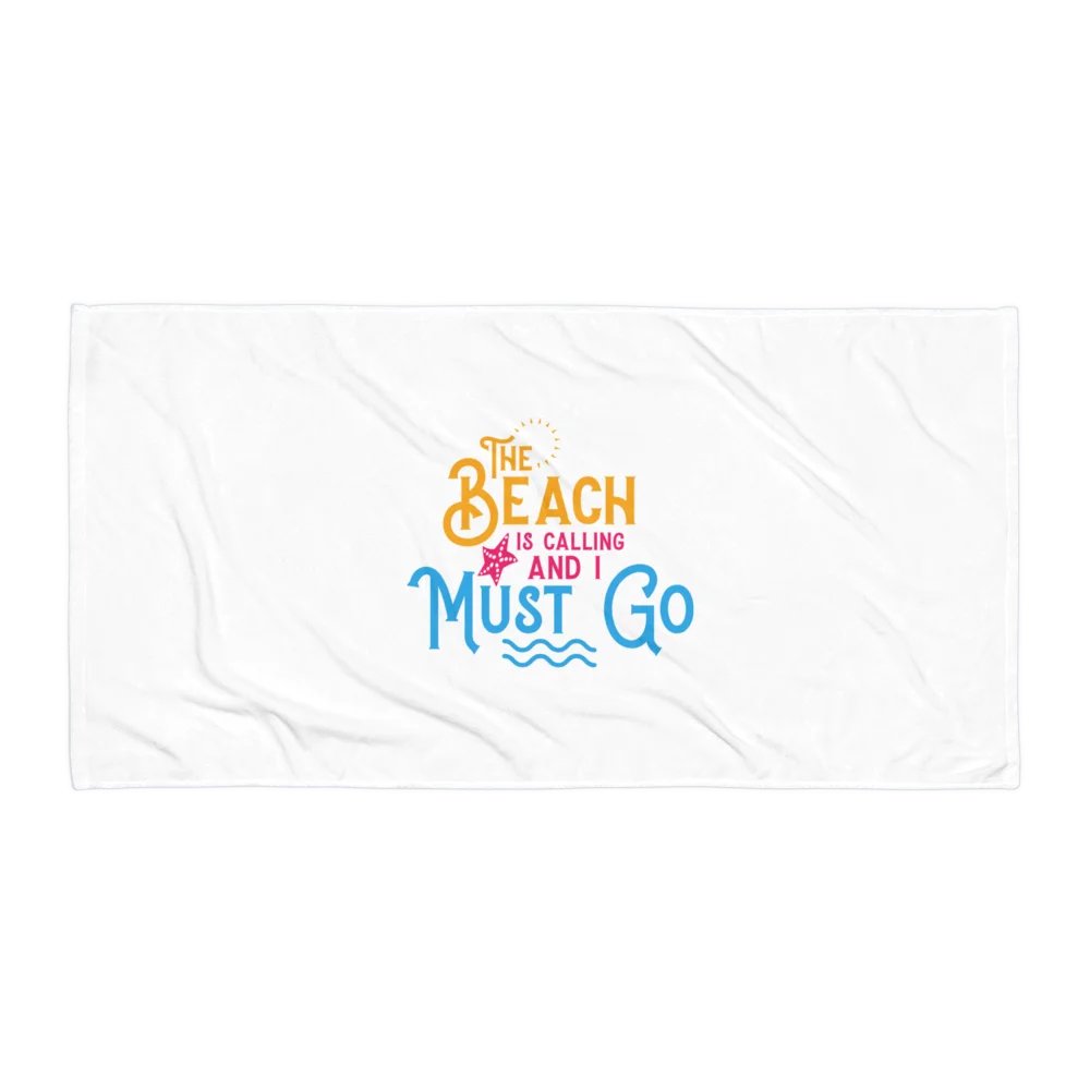 The Beach Is Calling Towel – Fun Summer Quote, Soft & Absorbent Cotton Terry Back product image (1)