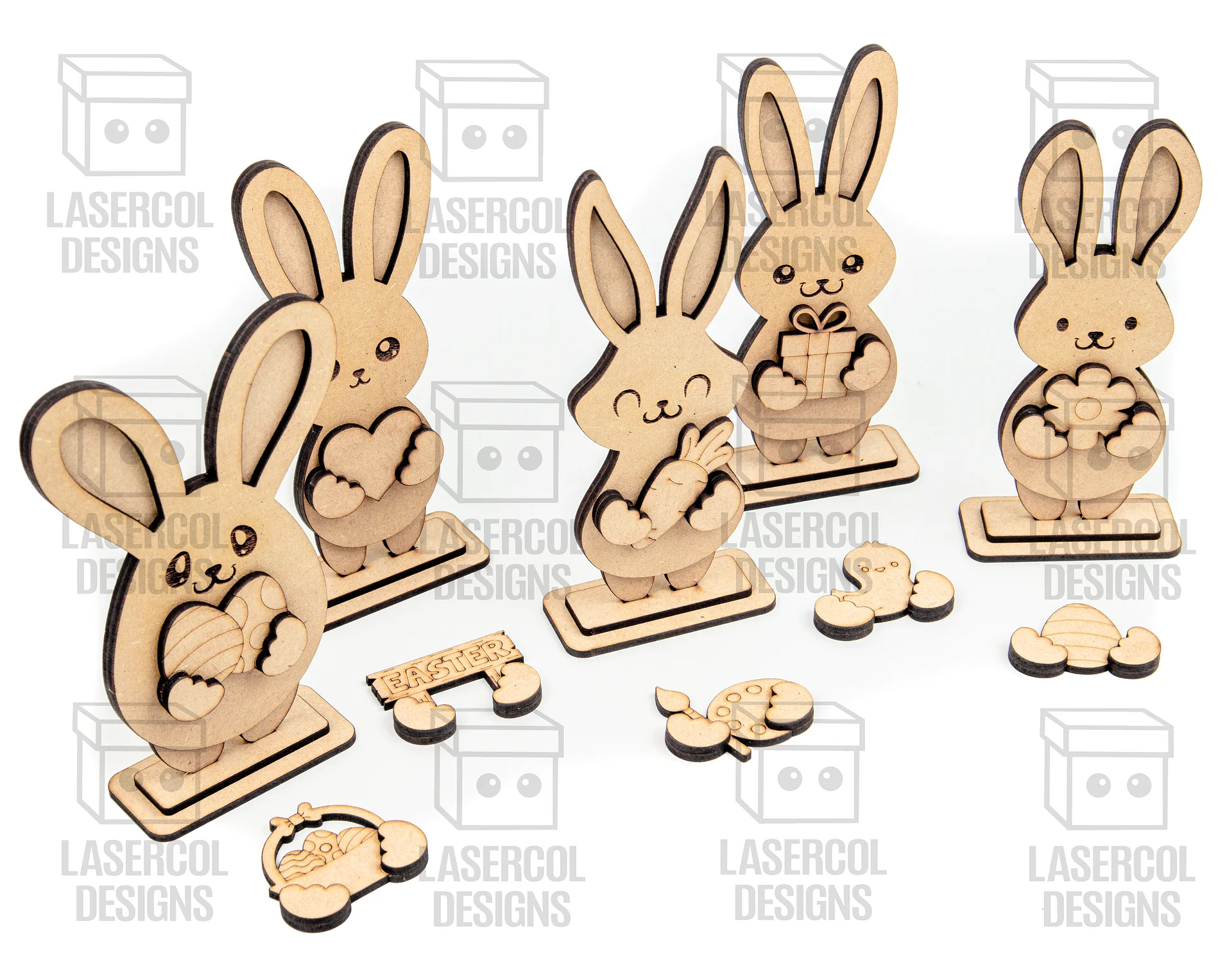 Easter Bunny Set (2 Sizes, 5 Styles)- Laser Cut Files product image (4)