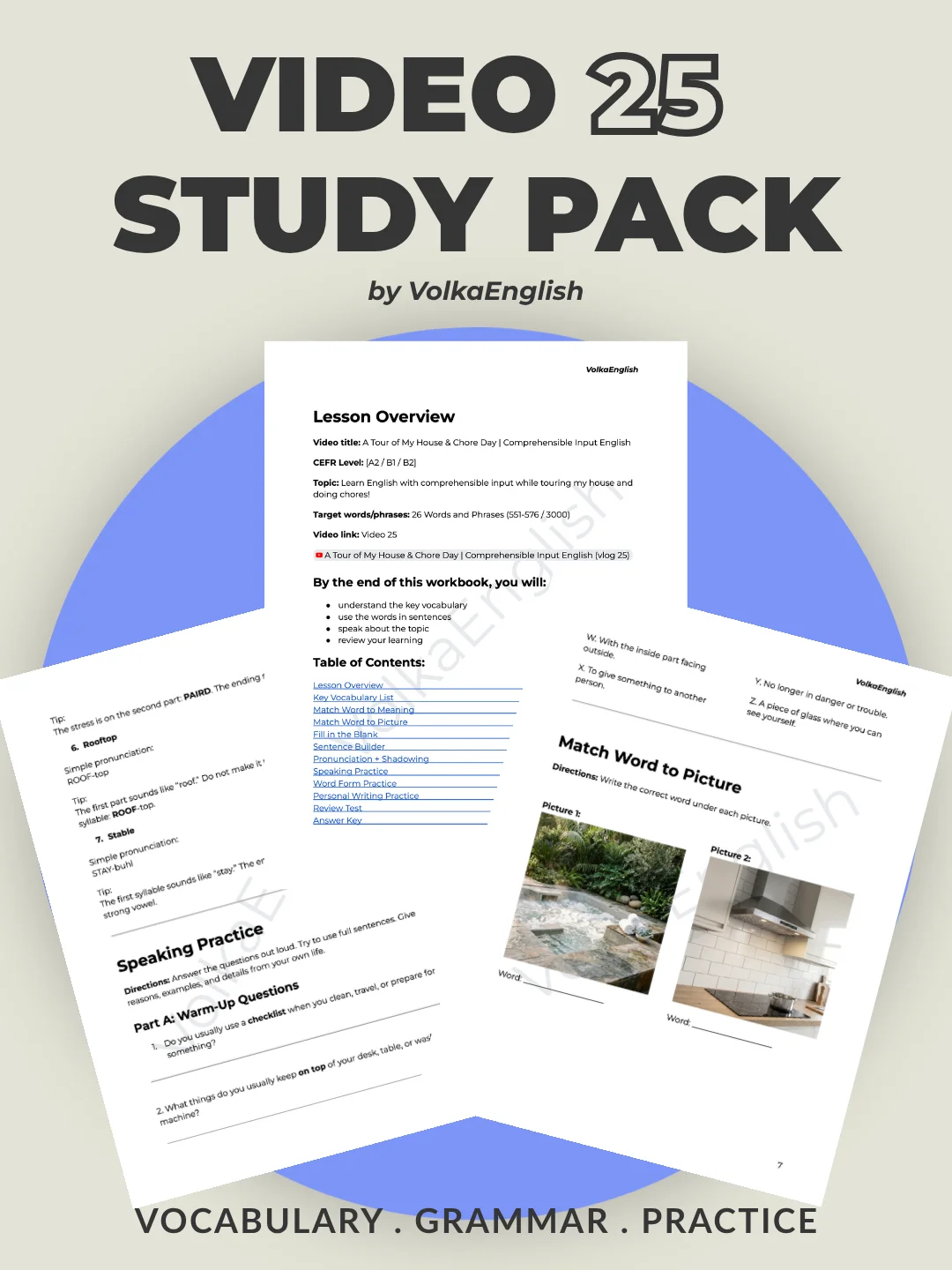A Tour of My House & Chore Day | Comprehensible Input English - Video 25 Study Pack product image (1)