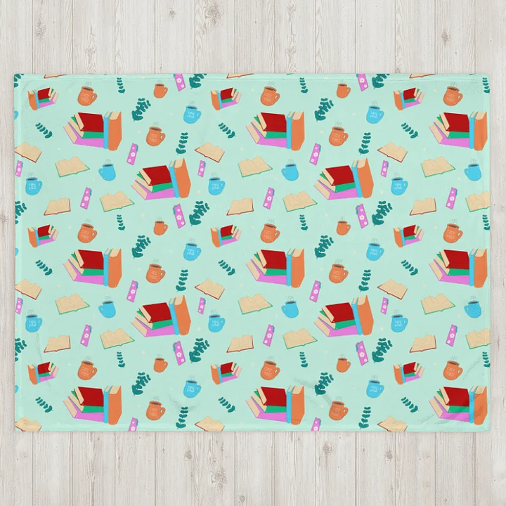 Cozy Book Lovers Pattern Throw Blanket- Mint Background product image (3)