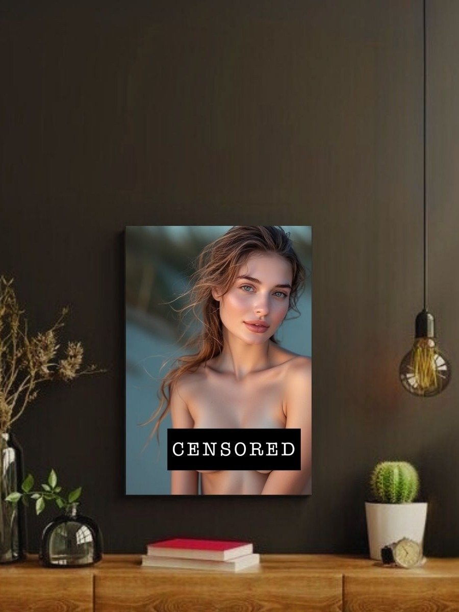 Nude Woman Soft Golden Light Beach Portrait – Glossy 8x10 Metal Print product image (2)