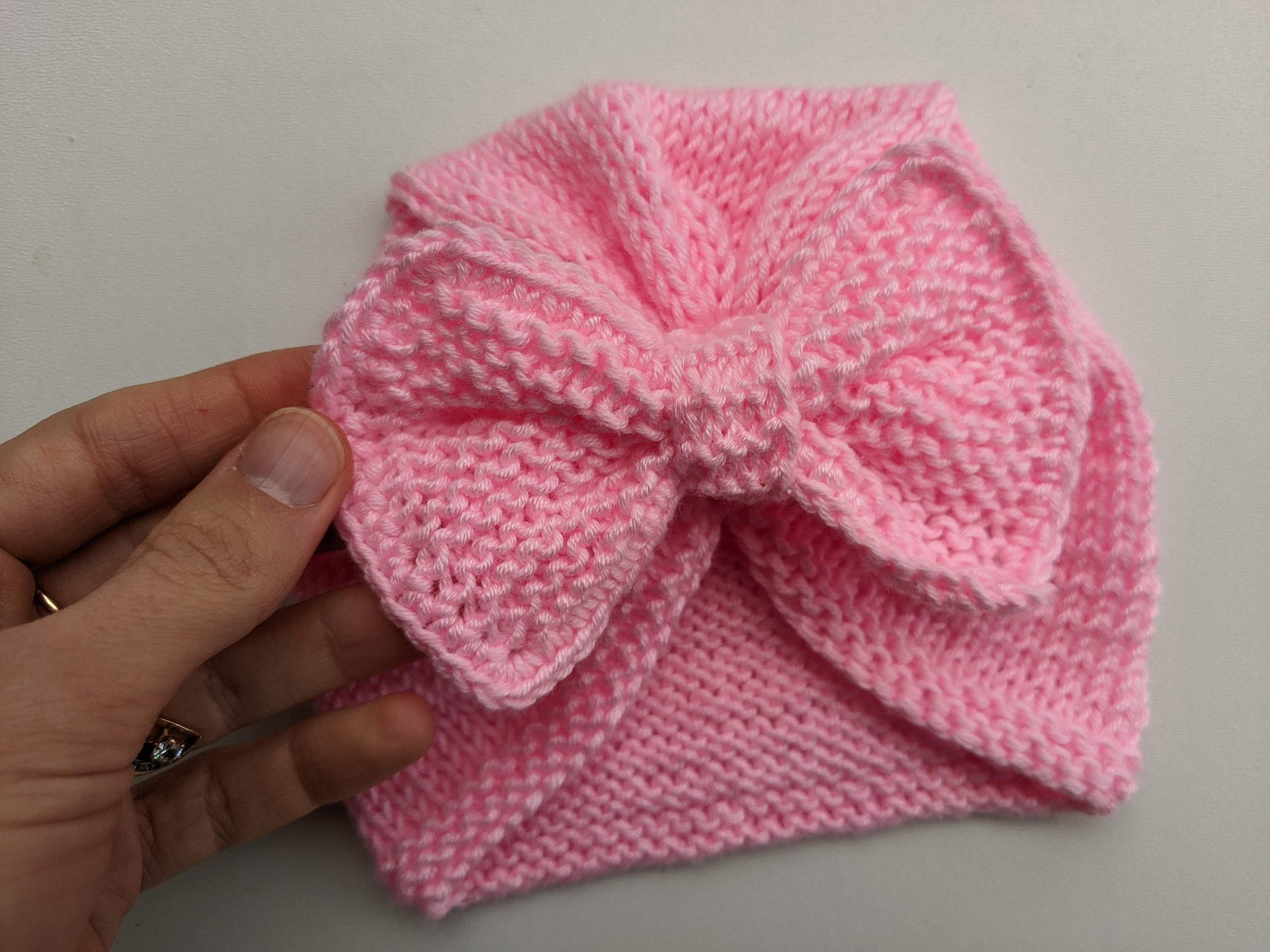 Baby Knit Turban Hat with Bow Pattern product image (6)
