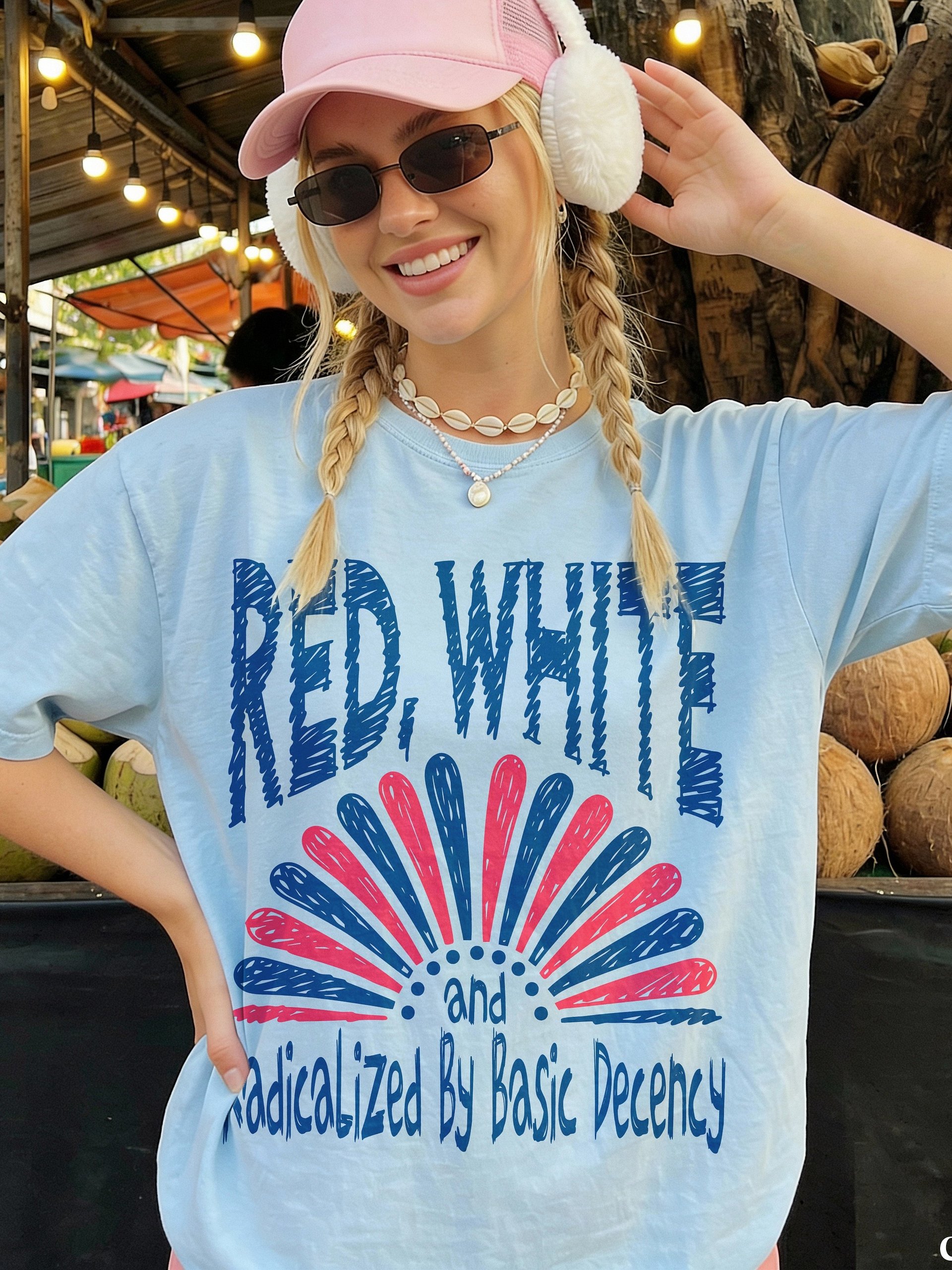 Radicalized By Basic Decency, Hand Sketch Aethetic Patriotic T shirt product image (56)