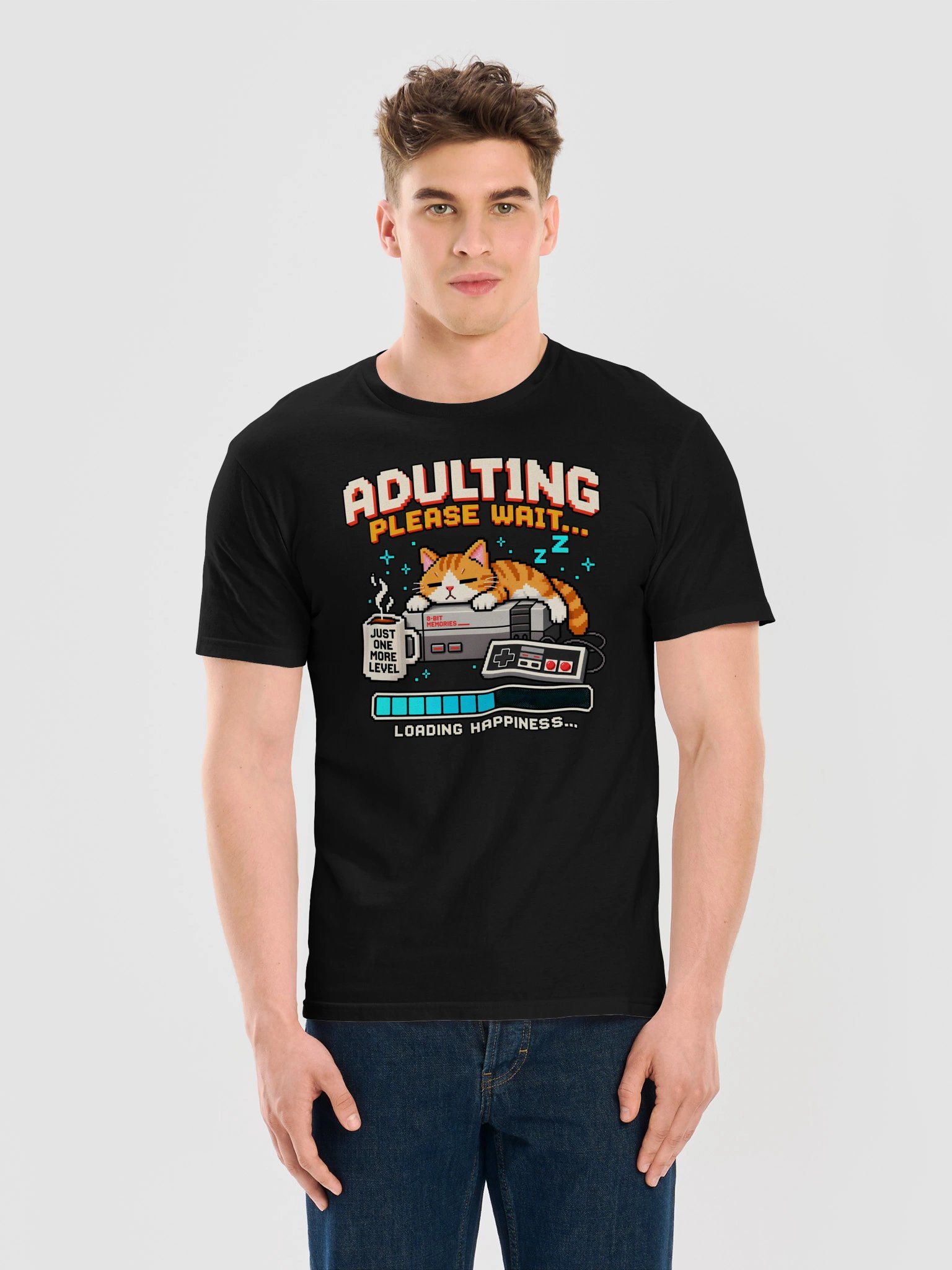 Adulting Please Wait Cat Gamer Tee product image (2)