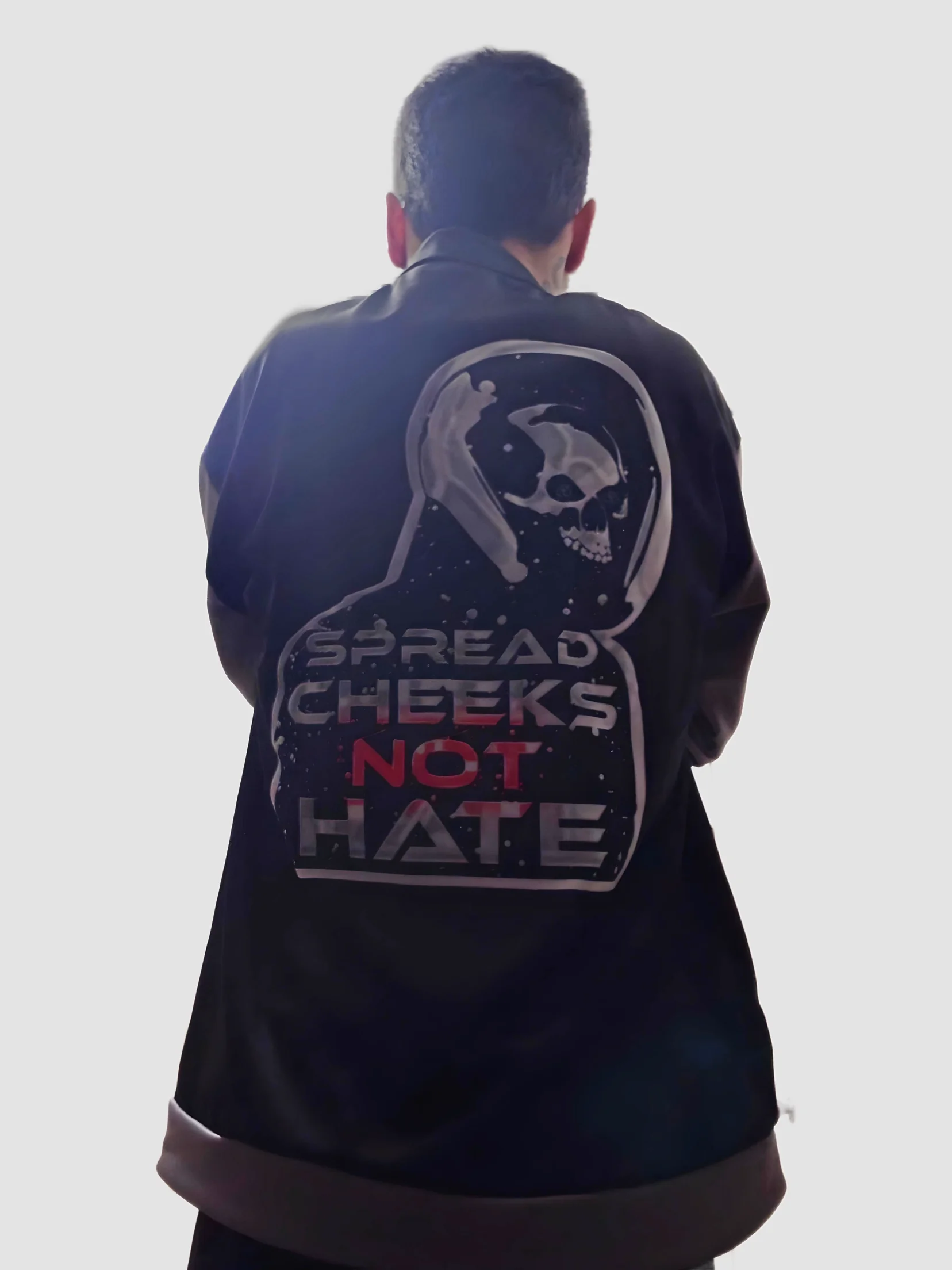Spread Cheeks NOT Hate Grey Sleeves Bomber Jacket product image (8)