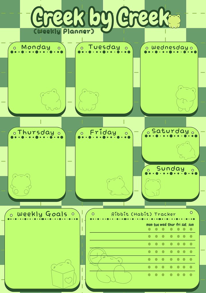 April's Planner Design - Frog Daily, Weekly, and Monthly Planner Sheets (A5 Size) product image (2)