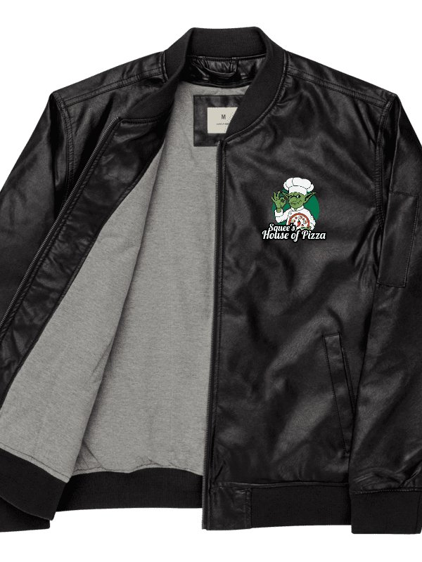 Squee’s House of Pizza Faux Leather Bomber Jacket product image (3)