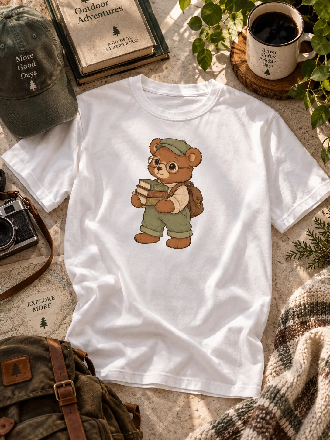 Women’s Cute Book Lover T-Shirt | Teddy Bear Reading Books Graphic Tee product image (2)