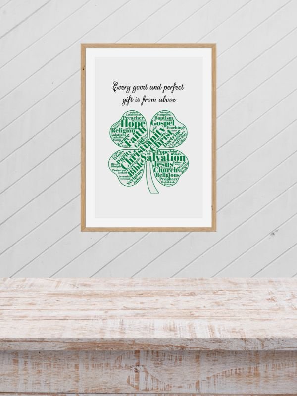 Printable Christian Wall Art - Four-Leaf Clover Design product image (4)