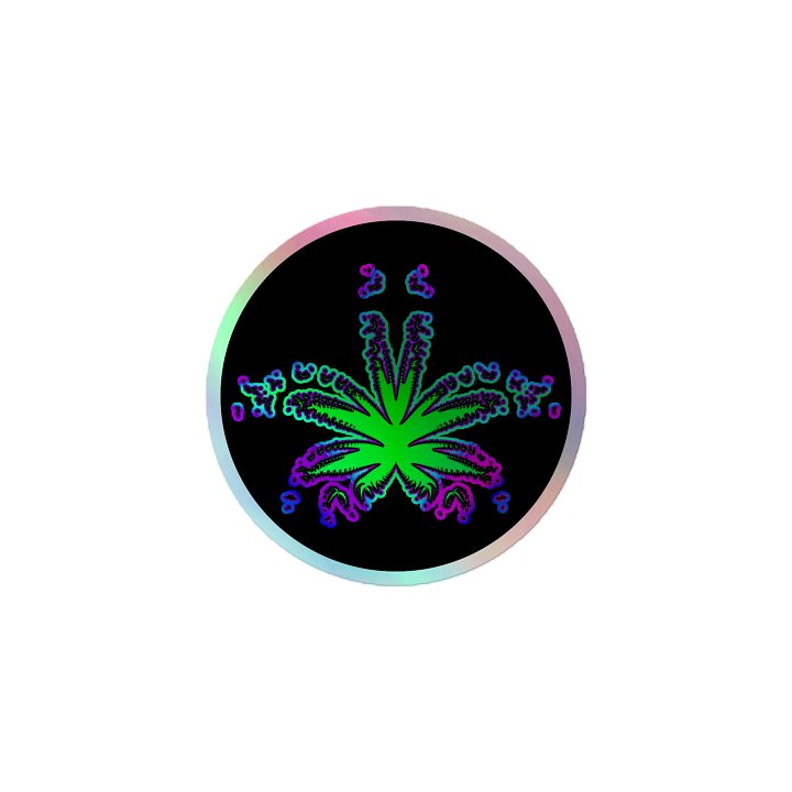 Trippy Weed Leaf Holographic Stoner Sticker, Green Purple Pink Blue Twisted Budz Cannabis Art product image (1)