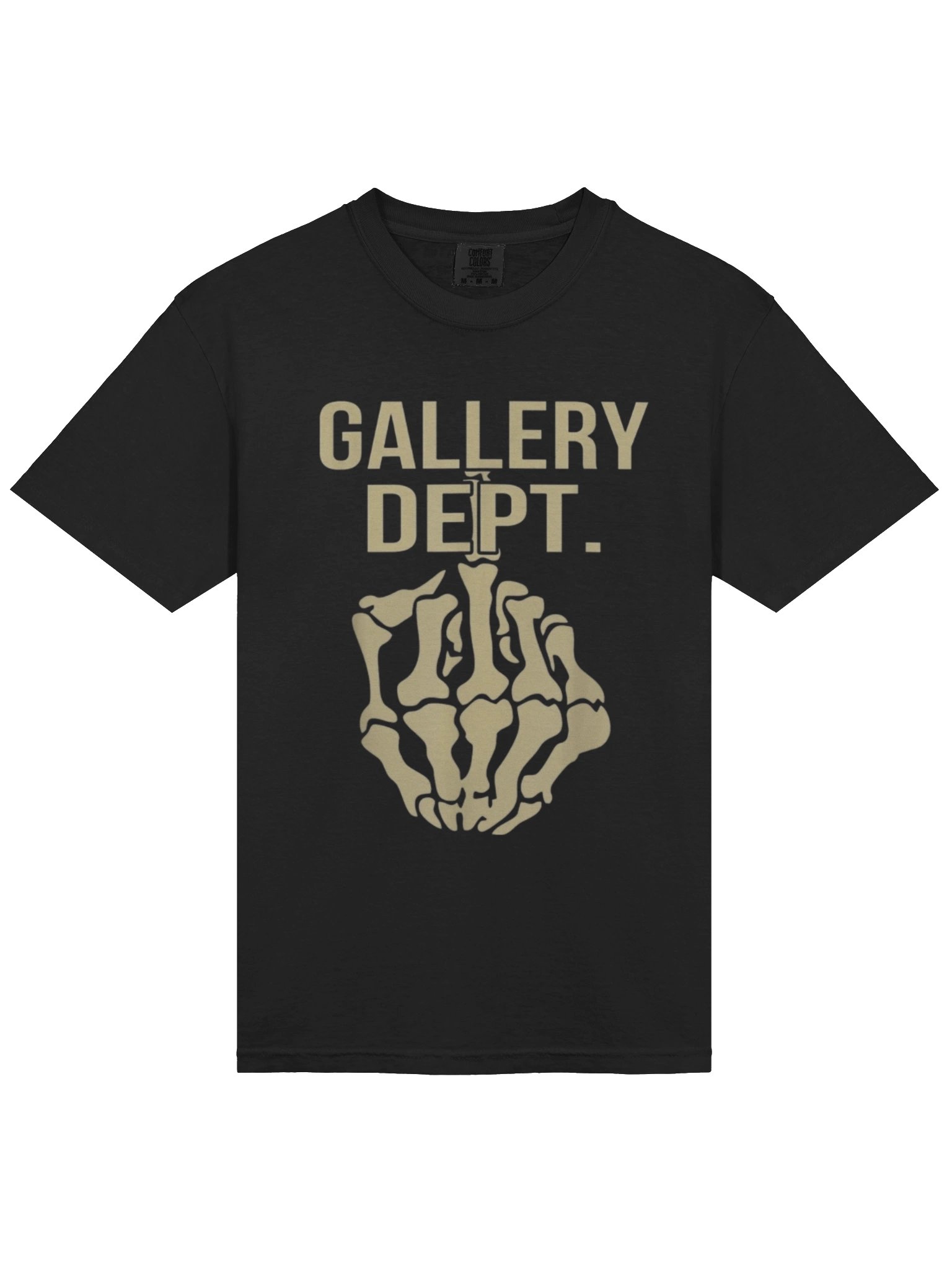 Adult’s GALLERY DEPT. Skeleton Middle Finger Black Short Sleeve T-Shirt product image (1)