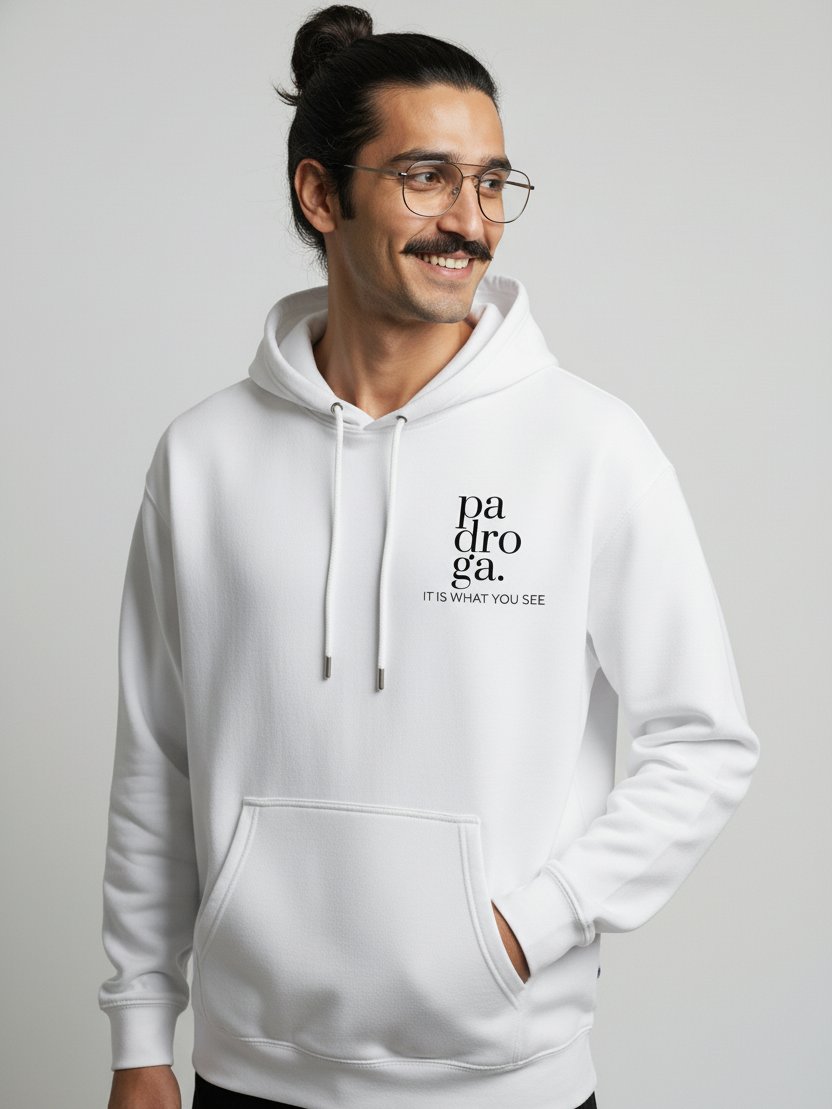 padroga. white hoodie vertical logo product image (3)