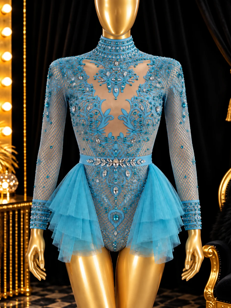 Crystal Embellished Tulle Bodysuit product image (6)