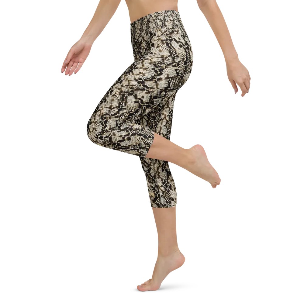Beige Snake Pattern Capri Leggings product image (5)