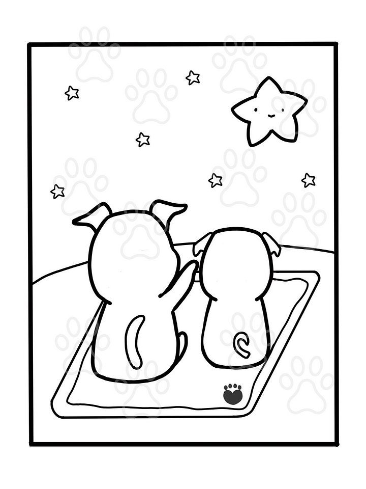 Dog's Stargazing Colouring Page product image (1)