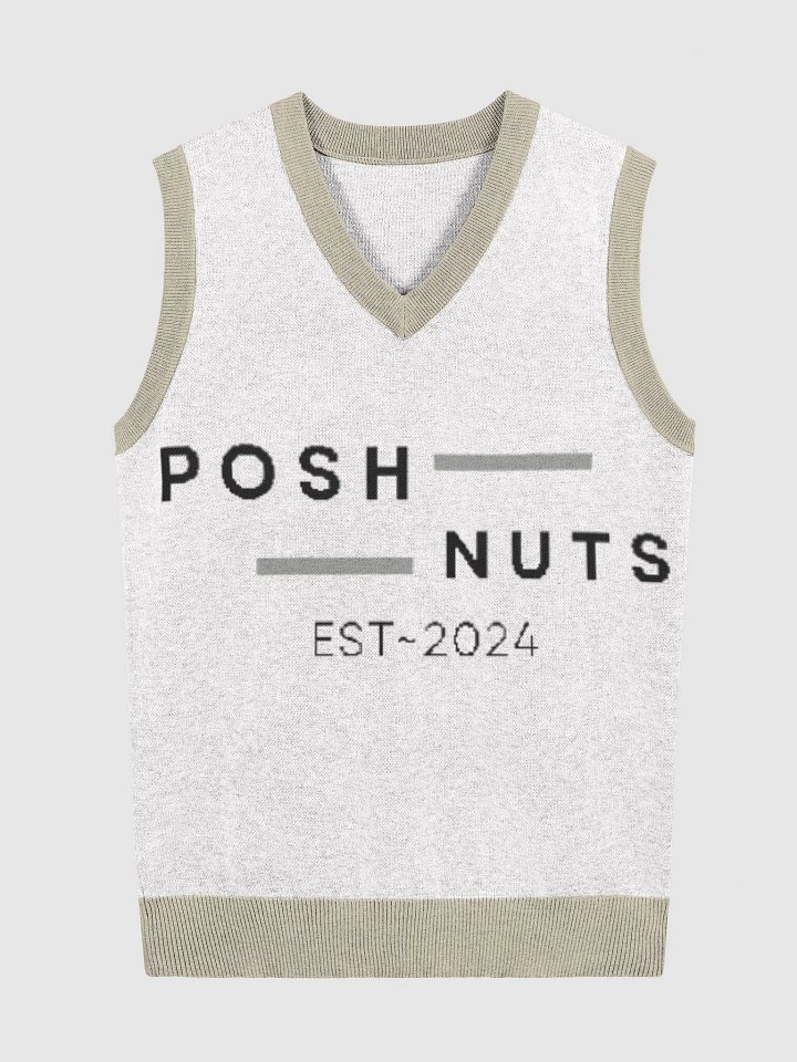 Posh Nuts Signature Knitted V-Neck Vest Grey/Tan product image (3)