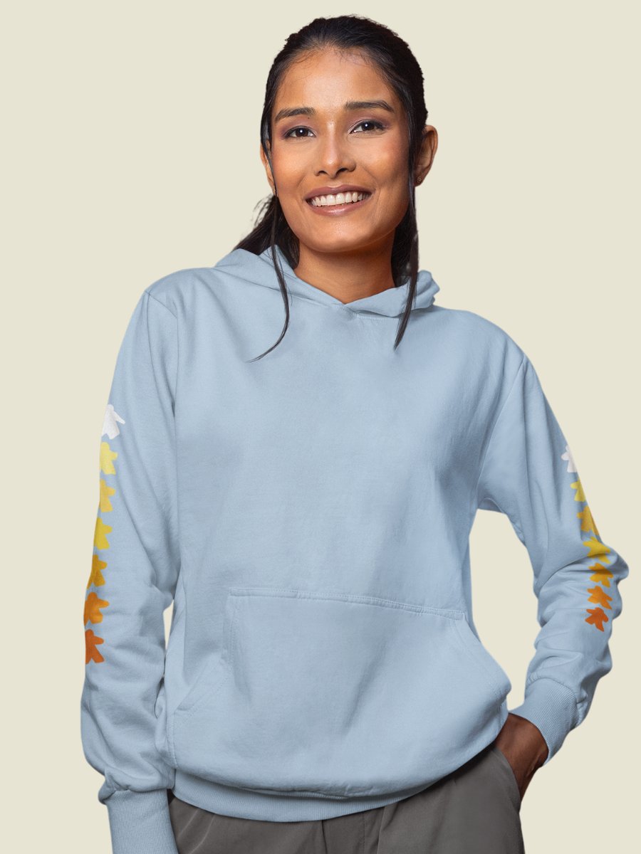 Here Comes the Fun Meeple Hoodie - Light Blue product image (4)