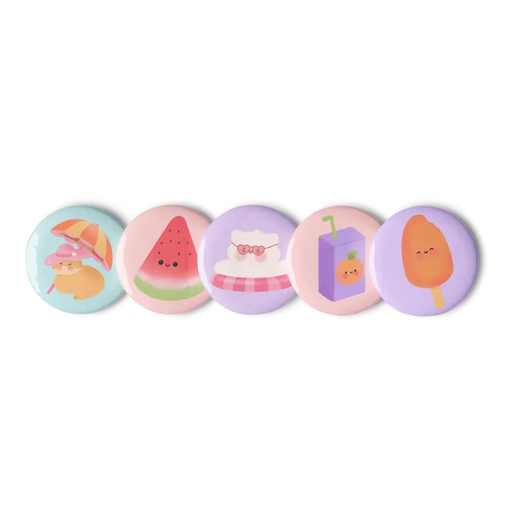 Summer Fun Cute Cat Button Pins Set product image (2)