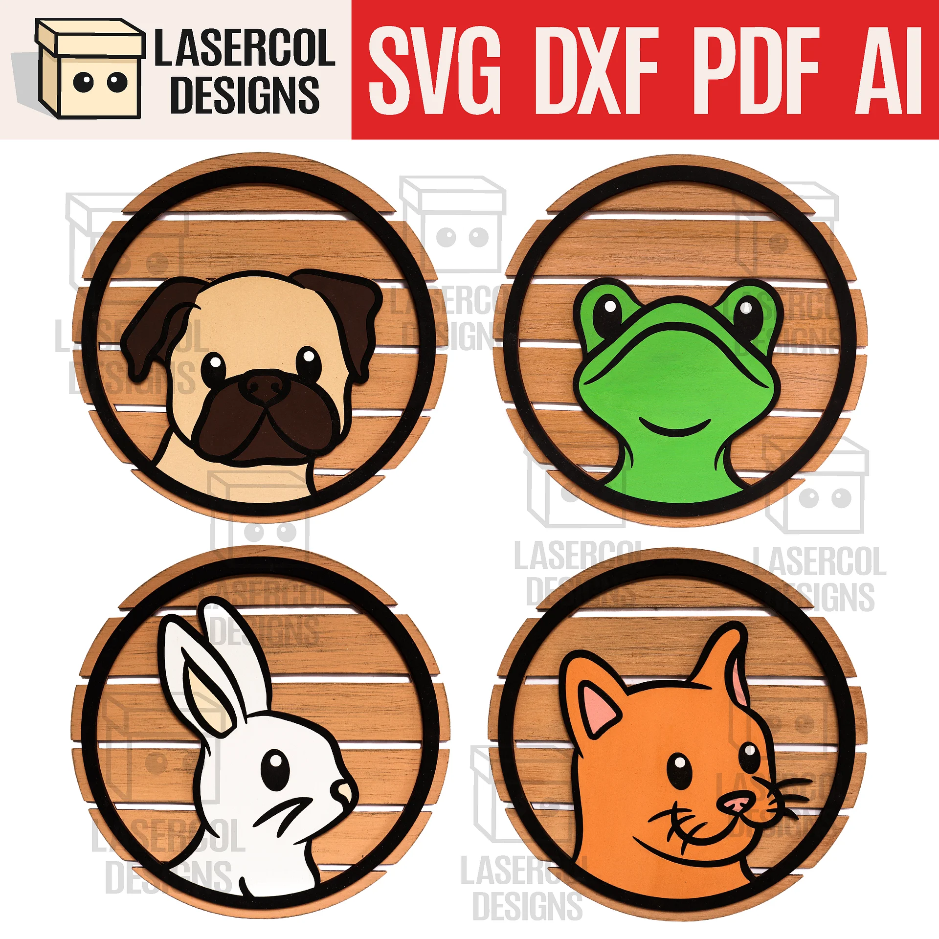 Animals DIY Paint Kit Puzzle Set 3 - Laser Cut Files product image (1)