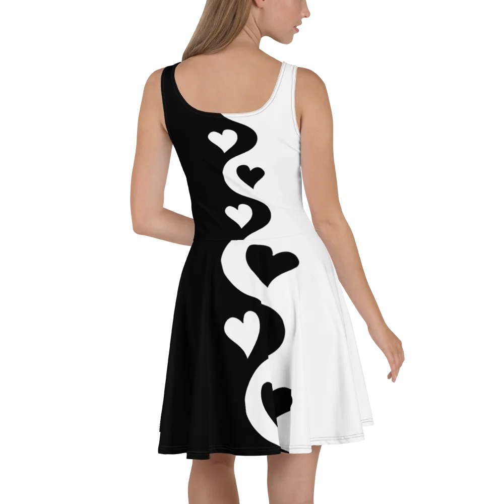 Split Half and Half Hearts Dress | Black and White product image (3)