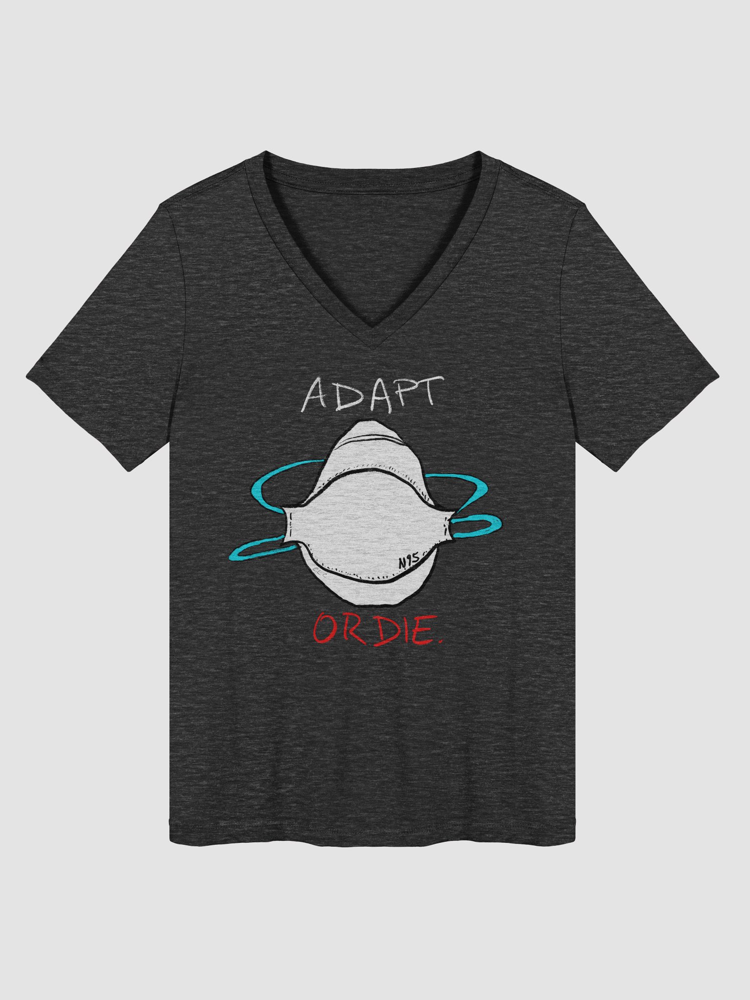 Adapt Or Die Relaxed V-Neck Tee product image (3)