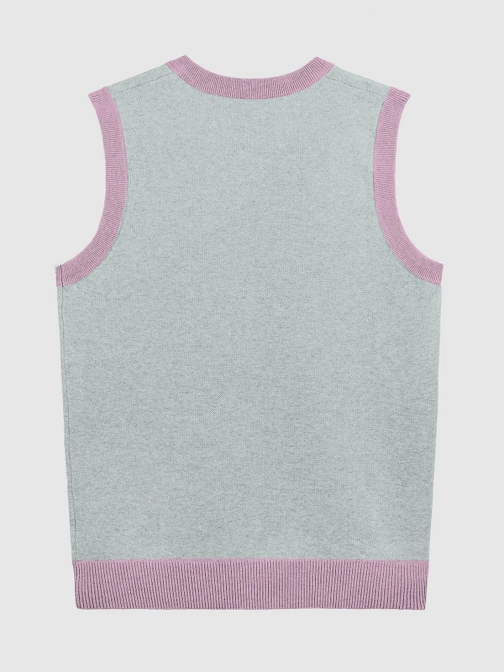 Cozy Moo Deng Love Knitted V-Neck Vest product image (6)
