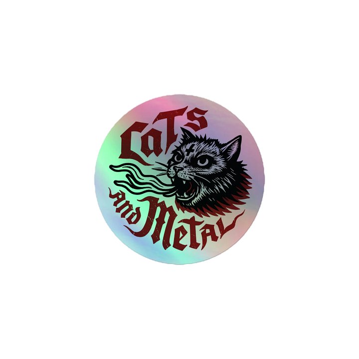 CATS AND METAL LOGO TITLE HOLO STICKER product image (1)