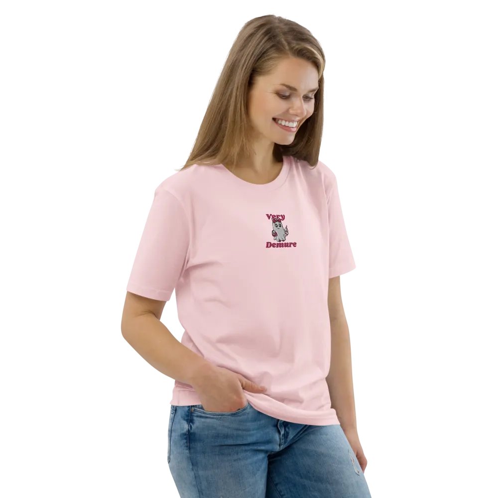 Very Demure Cute Ghost Embroidered Organic Cotton Regular Fit T-Shirt product image (27)