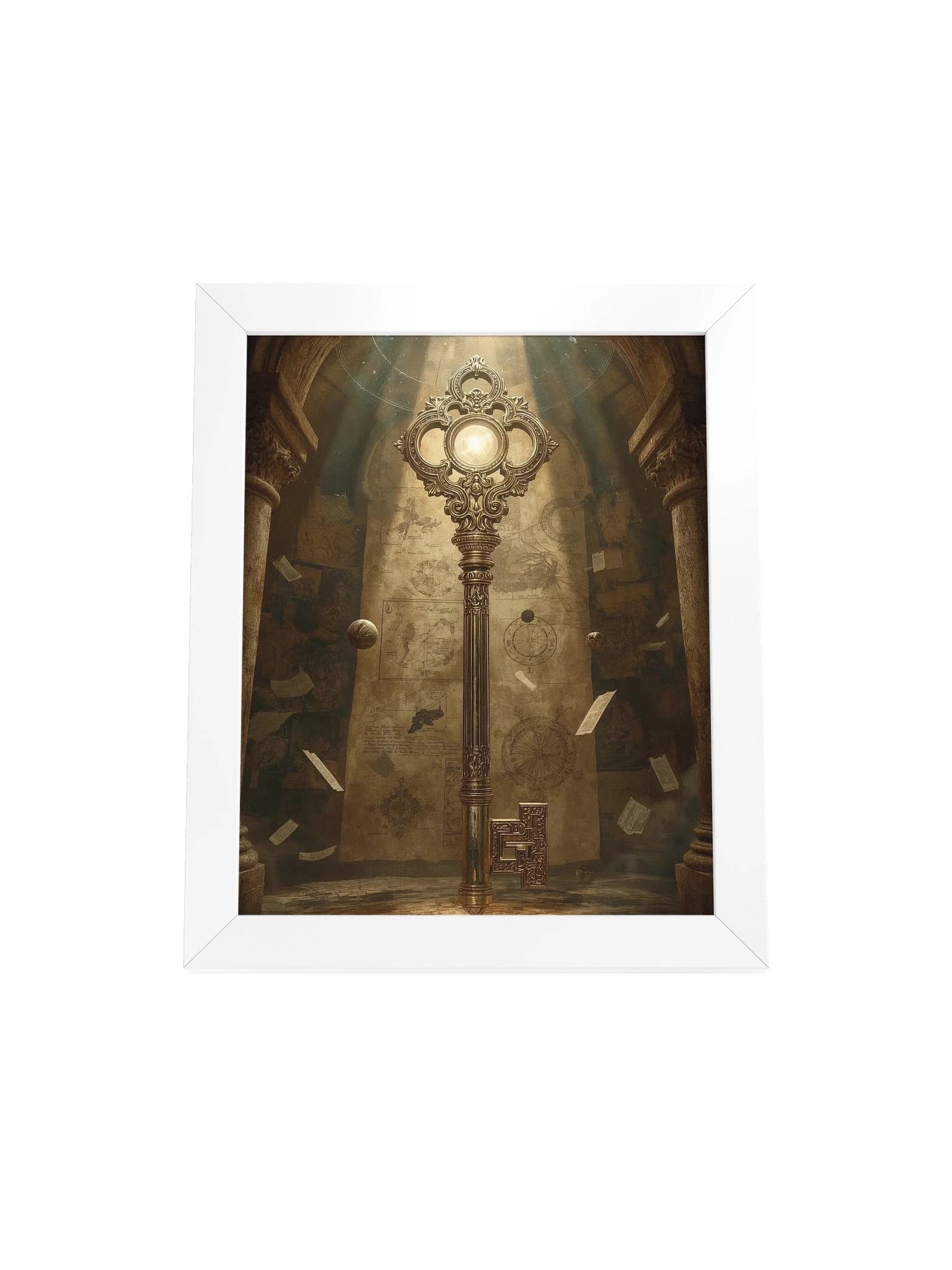 The Gatekeeper’s Key – Eternal Archive | Framed Vertical Poster (White Frame) product image (1)