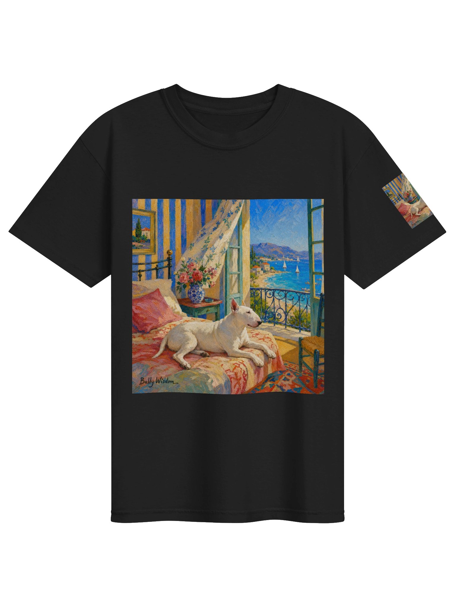 The Open Window – Mediterranean Bull Terriers T-Shirt product image (1)