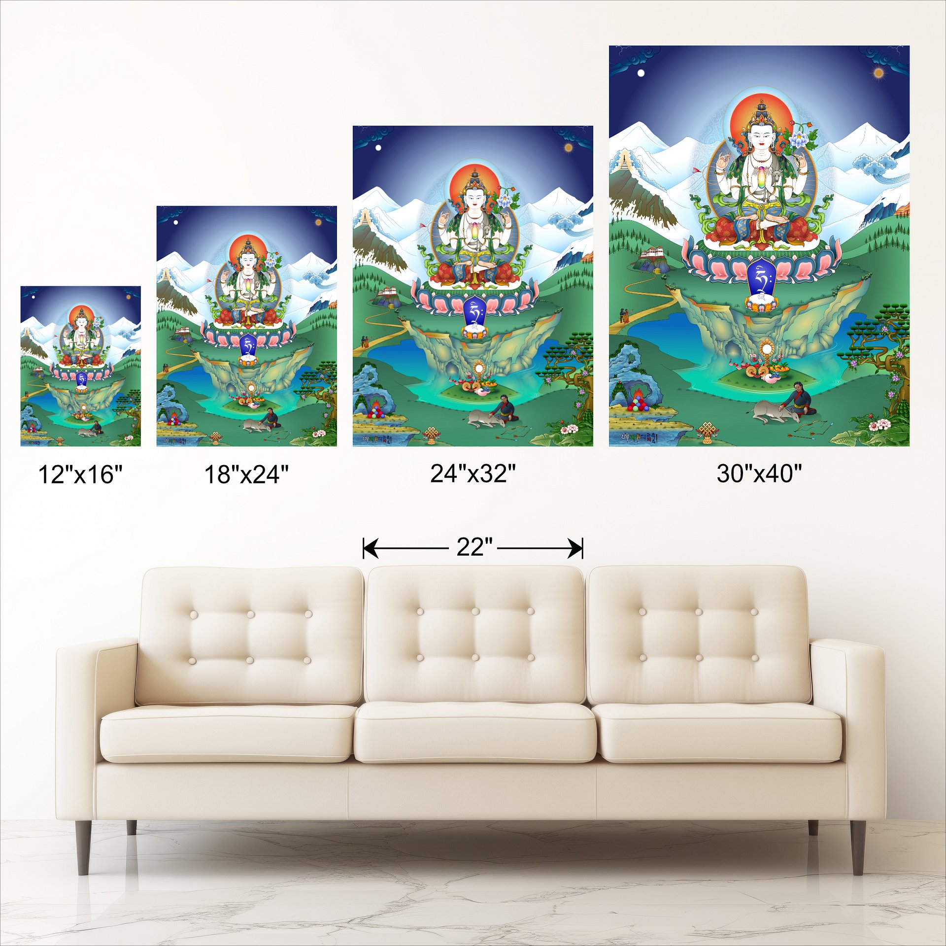 Avalokiteshvara thangka canvas print product image (11)