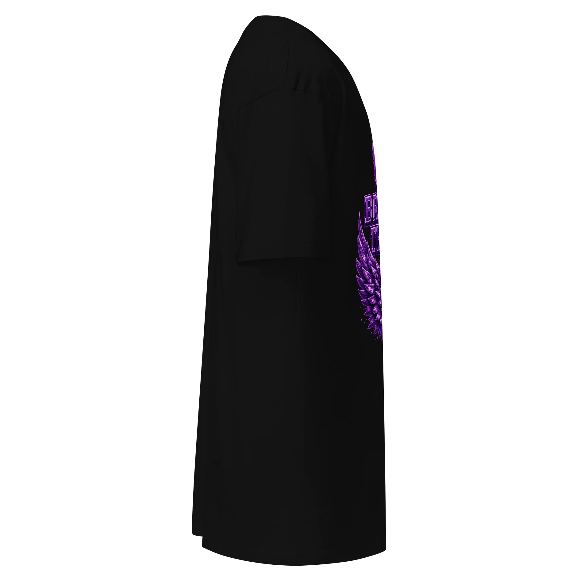 God Brought Me Through It Purple Wings Black Tee product image (5)