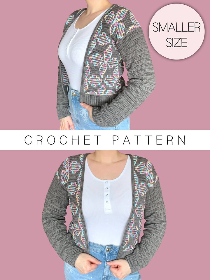 Crochet Pattern: Floral Mosaic Cardigan, One Size Only for XS, S, M product image (1)