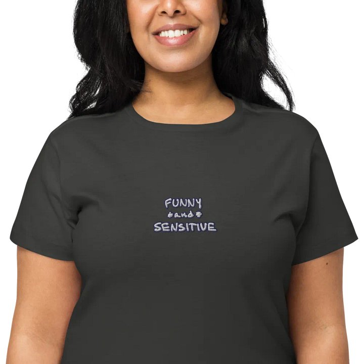 FUNNY *and* SENSITIVE (lined design) embroidered waist length t-shirt product image (22)