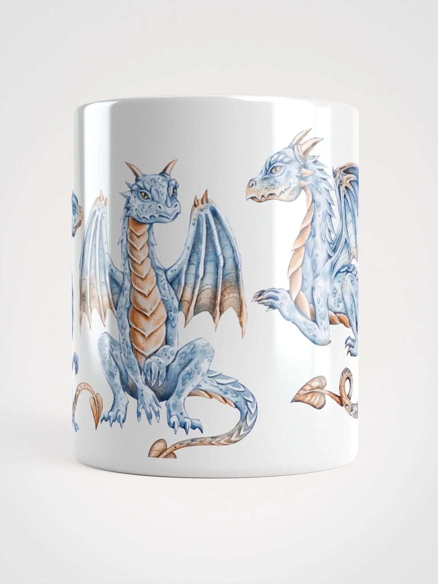 Blue Dragon Dreams Panoramic White Glossy Mug product image (5)
