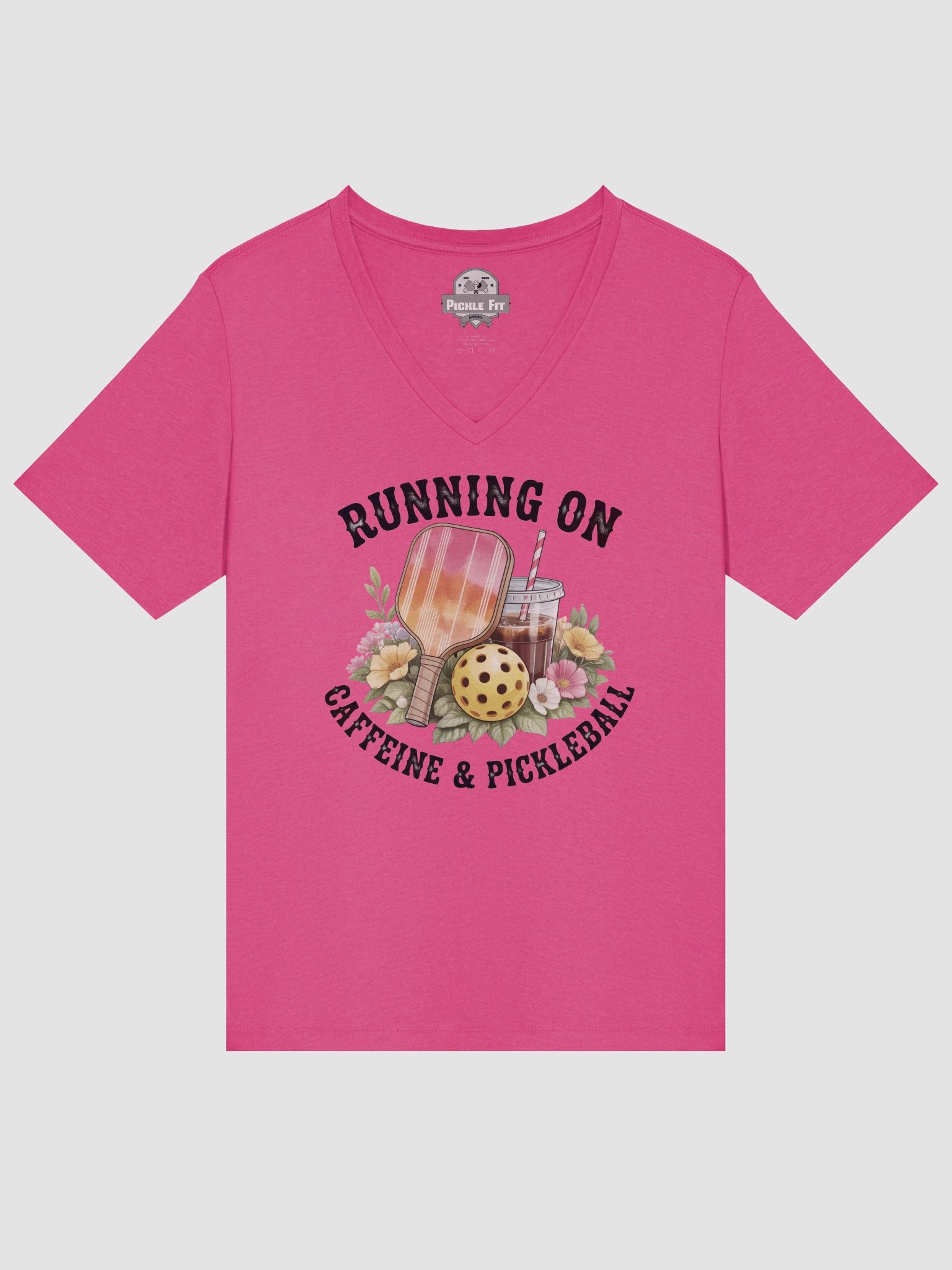 Running On Caffeine & Pickleball Women's V-Neck Tee product image (12)