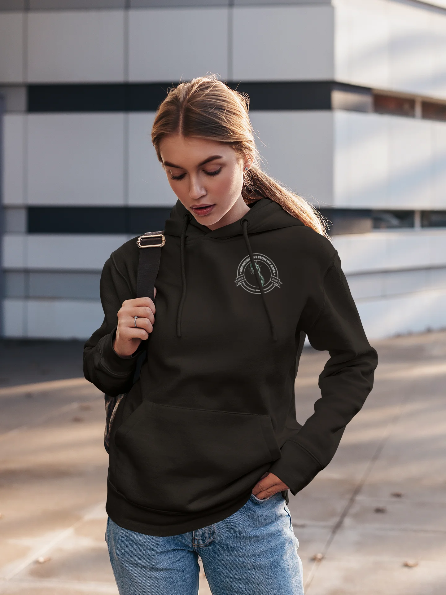 Reporting Live From My Sofa Signature Premium Unisex Hoodie product image (3)
