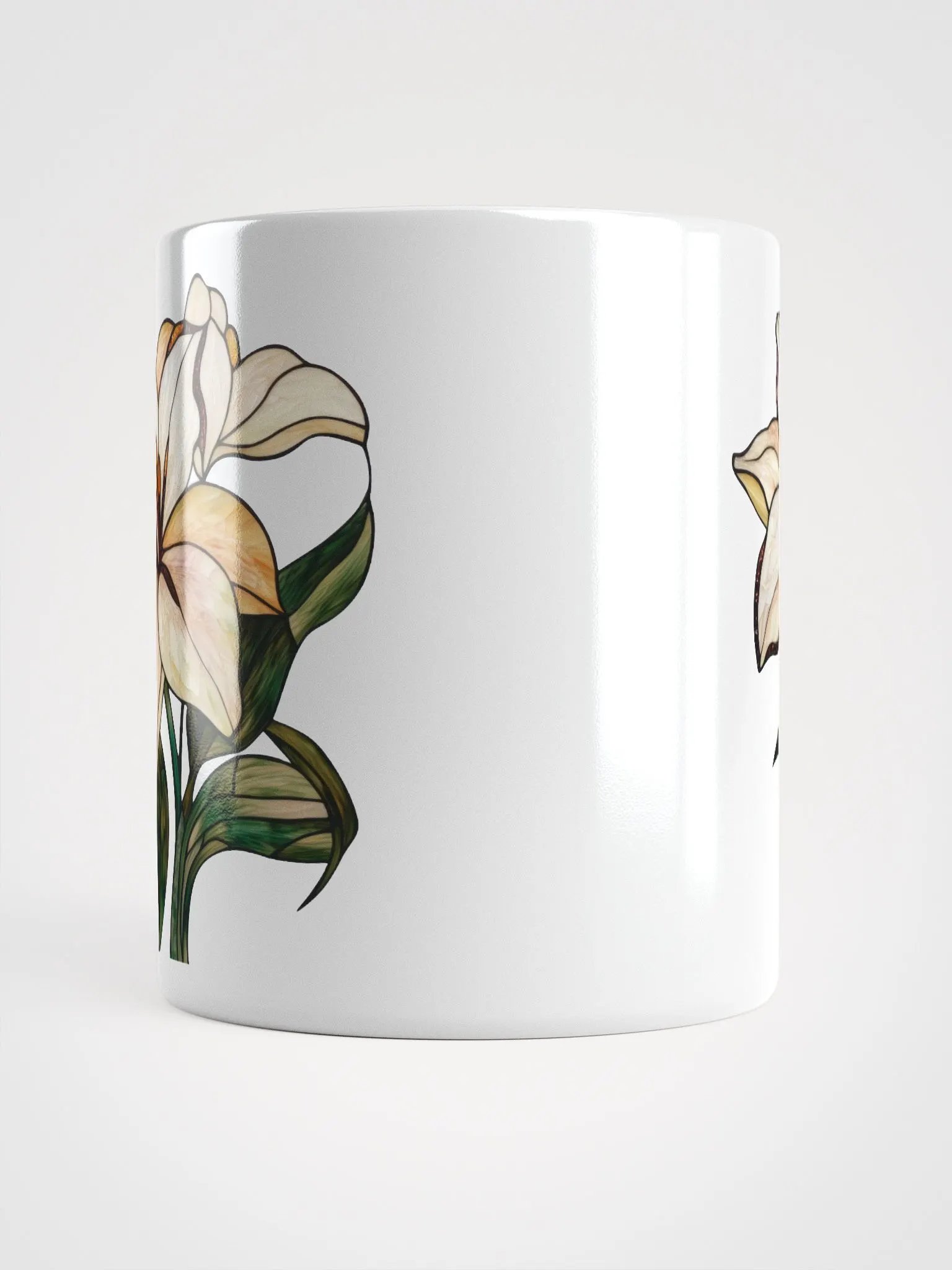 Stained Glass Lily White Glossy Mug product image (13)
