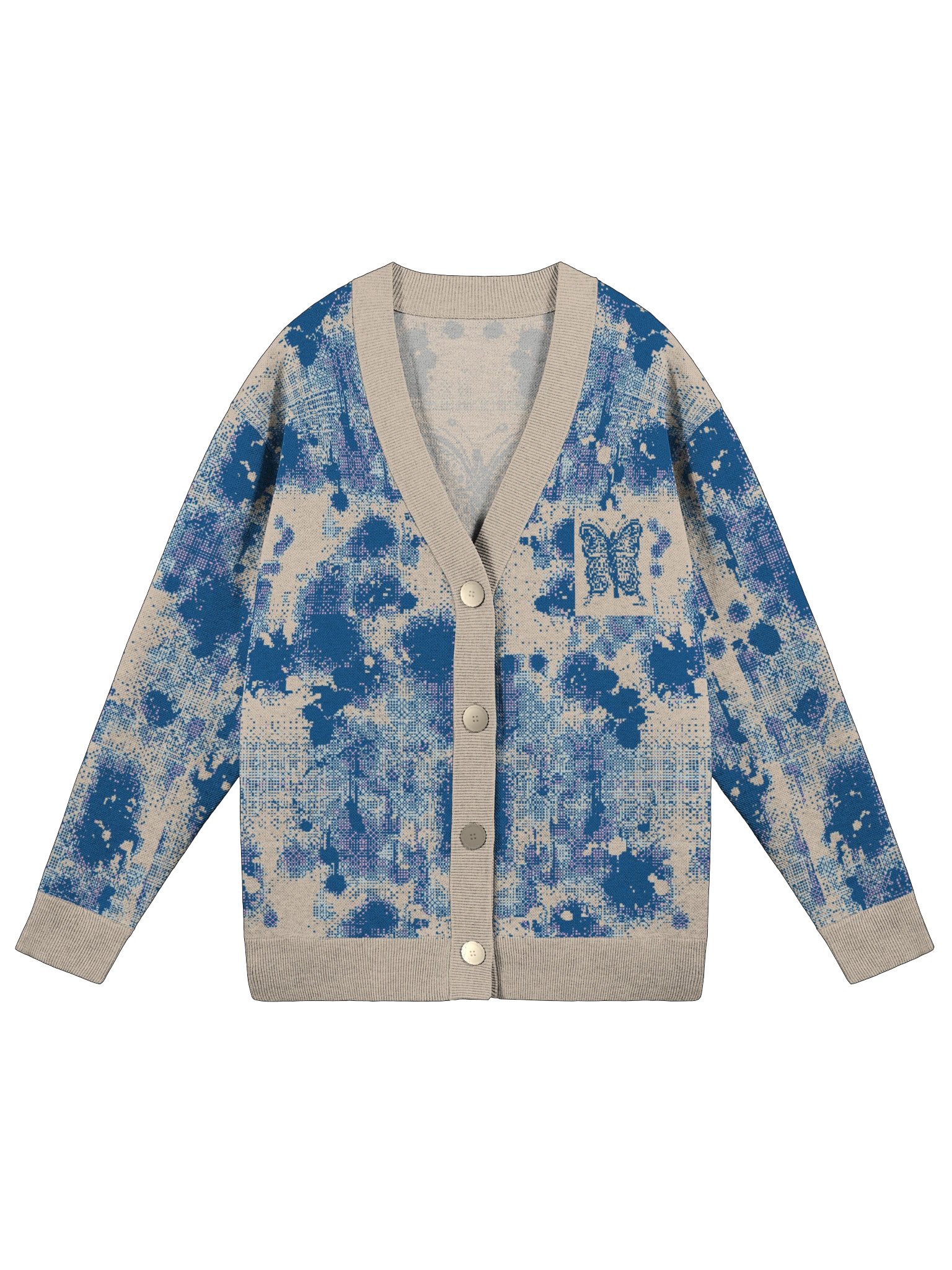 Ugly Sweater Button Cardigan 'Blue Butterfly' product image (1)