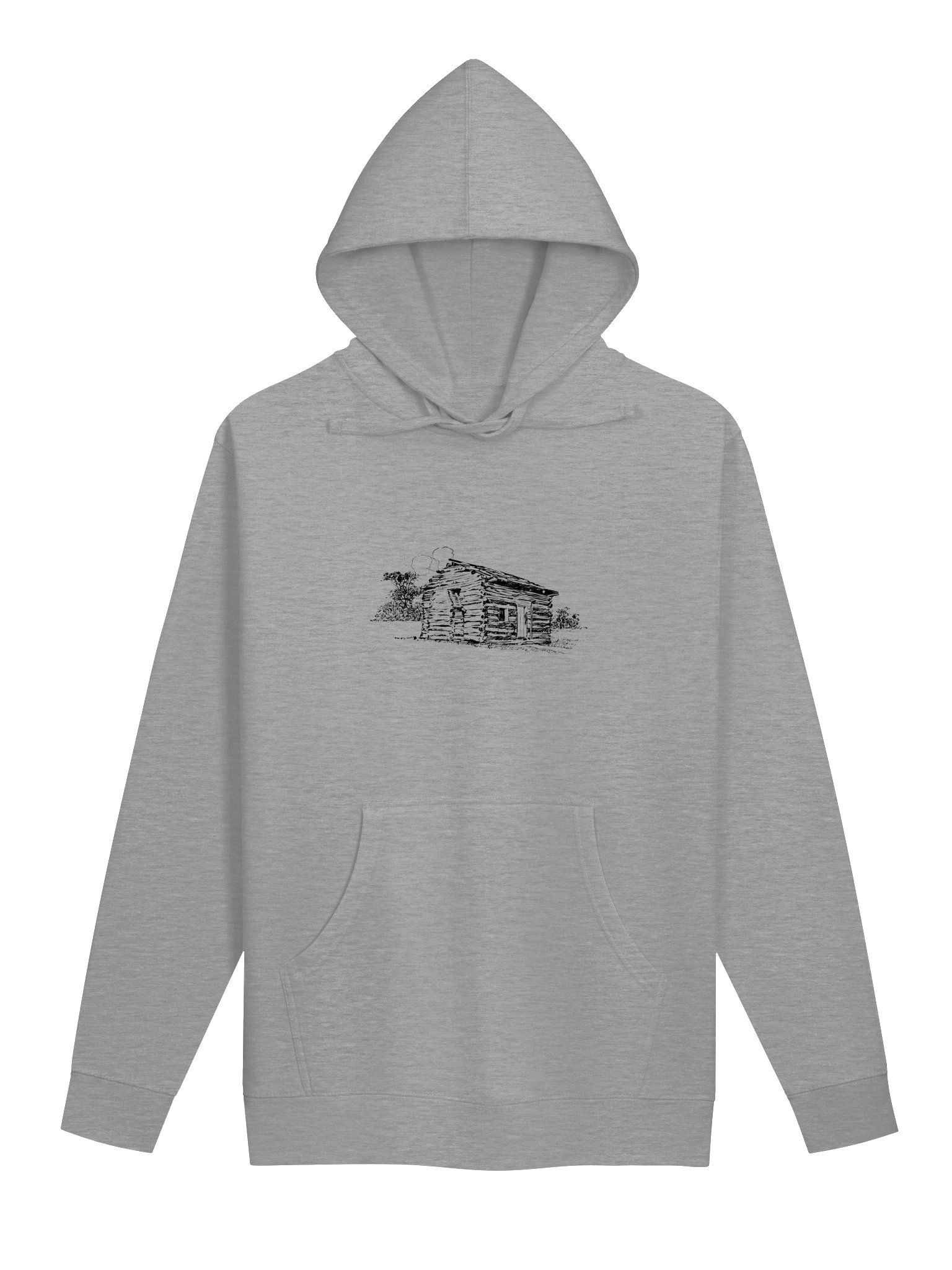 Rustic Cabin Sketch Hoodie - Cozy, Unisex Graphic Fleece, Sand Beige Streetwear product image (7)
