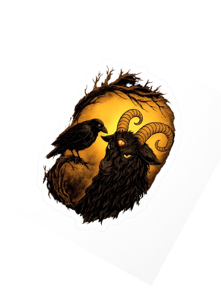 The Secret Meeting — Occult Goat & Raven sticker product image (2)