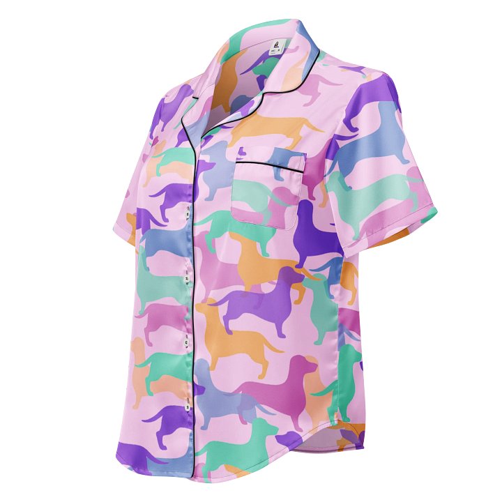 Pastel Hughie Dachshund Satin Pajama Top product image (1)