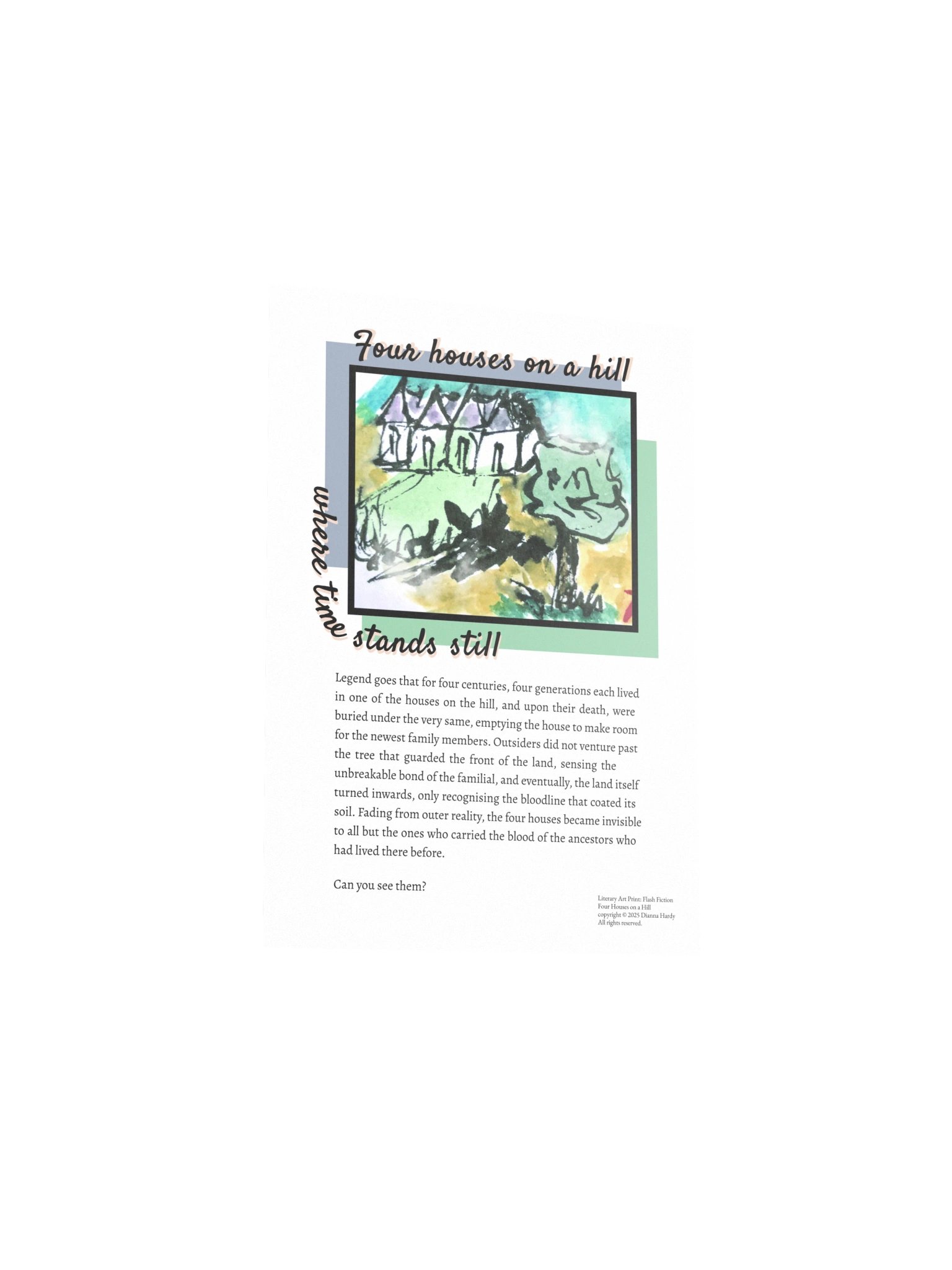 Four Houses on a Hill, Literary Art Print: Flash Fiction product image (3)