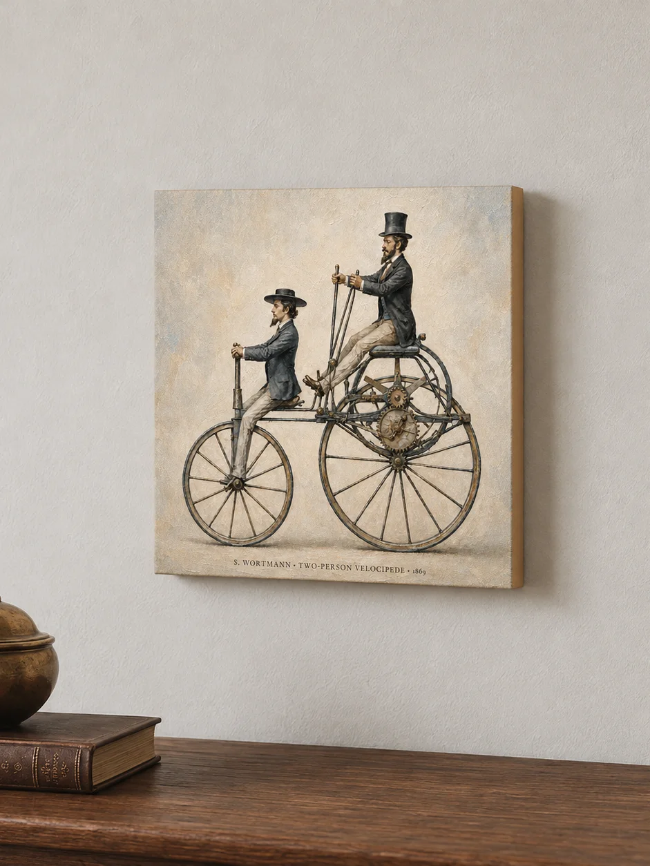 S. Wortmann Two-Person Velocipede, 1869 – Victorian Invention Canvas Art product image (1)