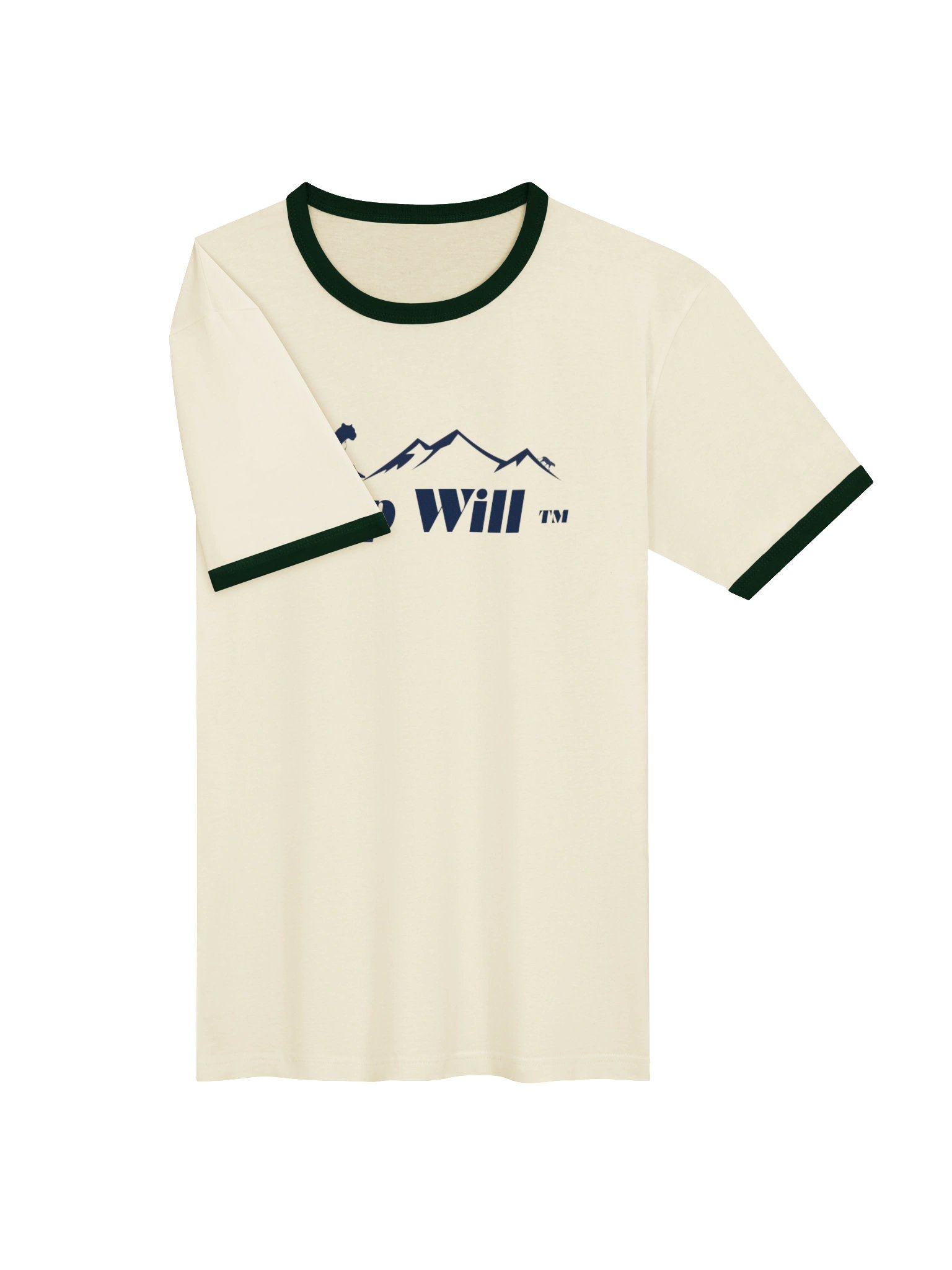 Top Will ™ Cream & Navy Blue Unisex Ringer T-Shirt product image (3)