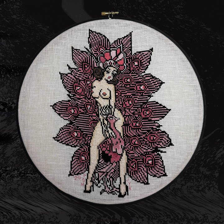 Sailor Jerry Pink Peacock Burlesque Pin Up Pattern product image (1)