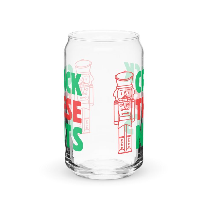 Crack These Nuts Funny Holiday Can-Shaped Glass - Christmas Nutcracker Can-Shaped Glass product image (2)