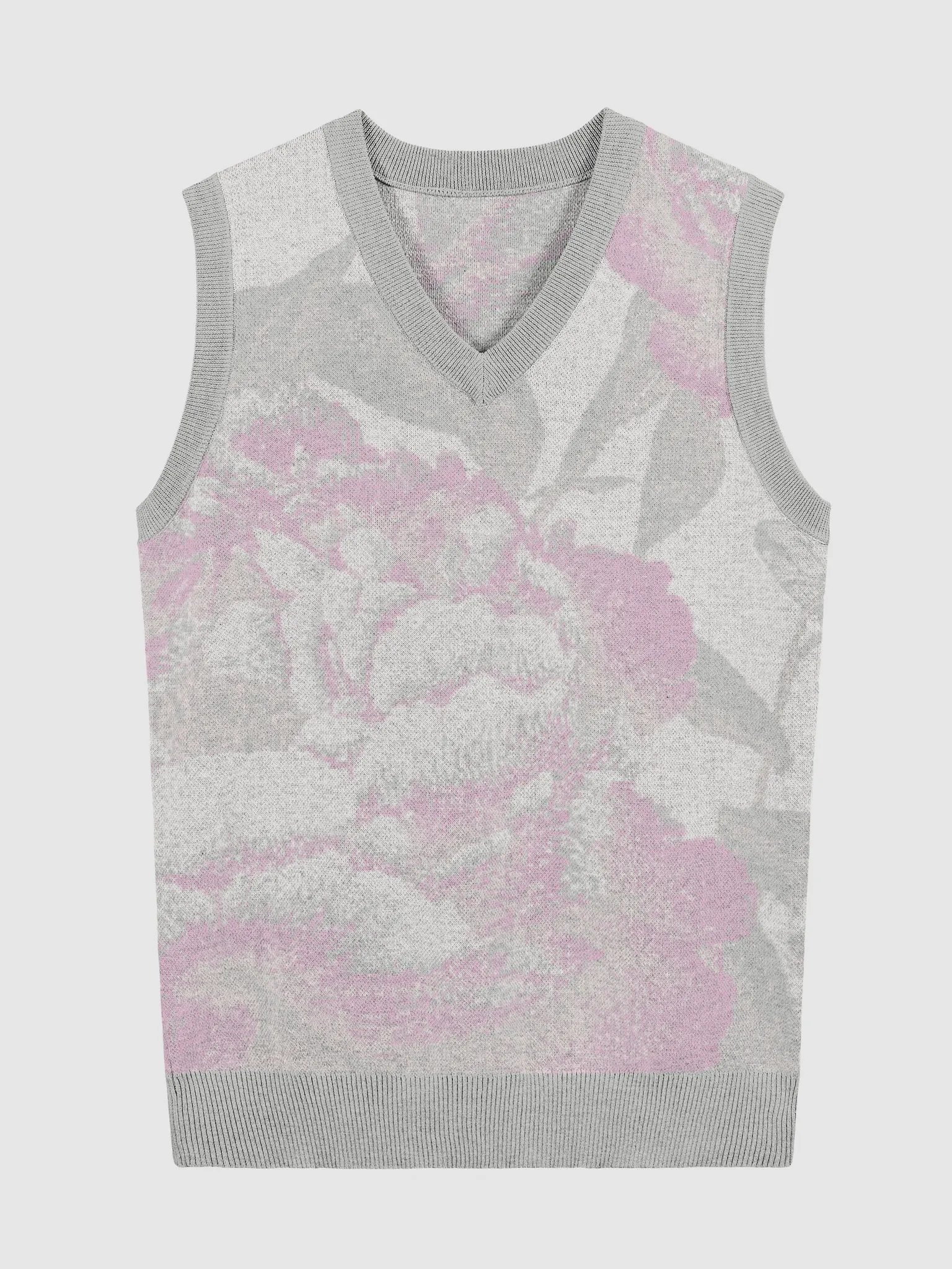 Floral Bliss Coral II Knitted V-Neck Vest product image (4)