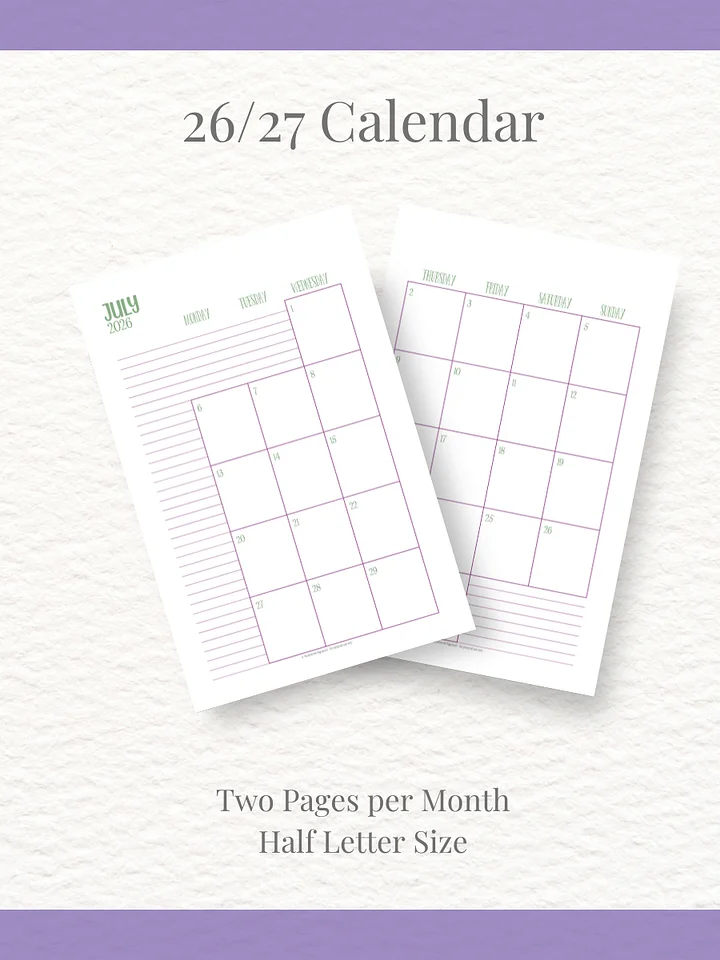 Tropical Paradise - 26/27 Calendar - 2 Pages per Month - Half Letter Size product image (1)